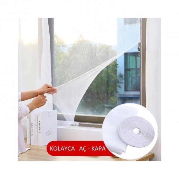 Pencere Sinekliği Kolay Yapışkan Sineklik Pencere Tülü 70x125 Cm Tek Kanat Pencere Tülü + Bant - 3