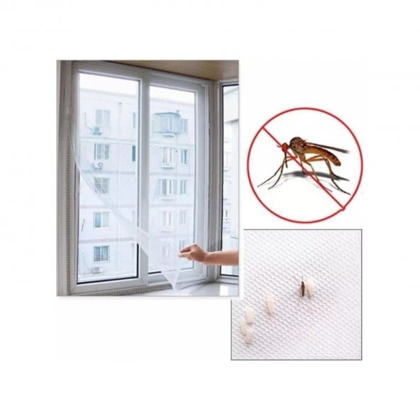 Pencere Sinekliği Kolay Yapışkan Sineklik Pencere Tülü 70x125 Cm Tek Kanat Pencere Tülü + Bant - 5