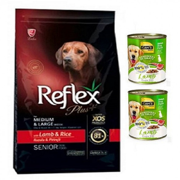 Reflex Plus Dog Medium & Large Senior Orta ve Büyük Irk Yaşlı Köpek Maması 15 Kg Kuzu Etli