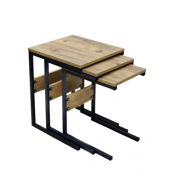 AHM METAL 3'LÜ ZİGON SEHPA METAL-AHŞAP - 2