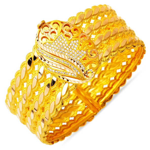 Yaşam Çiçeği Kilitli Burma Altın Bilezik ürün görseli 1