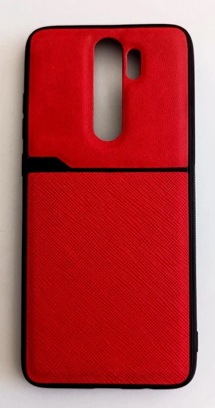 Xiaomi Redmi Note 8 Pro Uyumlu Deri Görünümlü Orta Sert Koruma Kılıf Kırmızı - 1