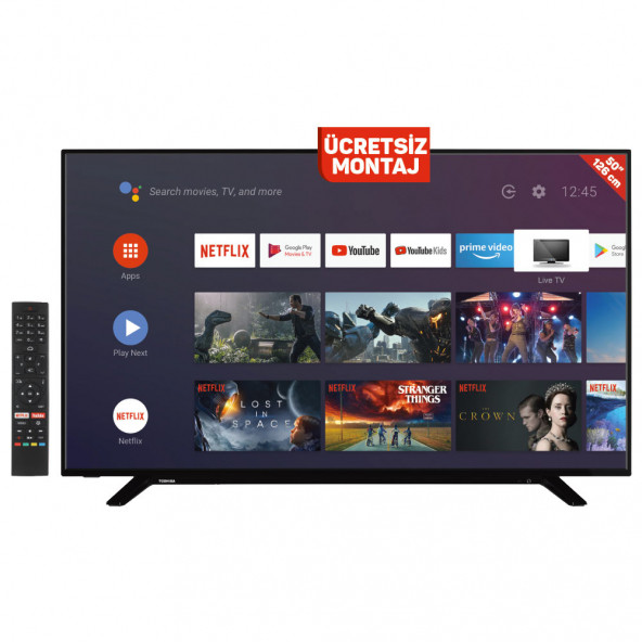 Toshiba 50UA2263DT 50" 127 Ekran 4K Ultra HD Wi-Fi Bluetooth Uydu Alıcılı Smart Android LED TV