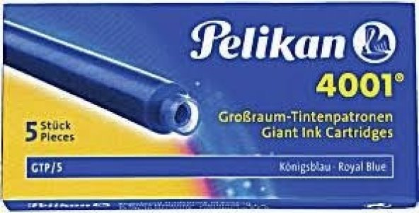 Pelikan 4001 Dolmakalem Kartuşu Dev Royal Mavi (5li Kutu)