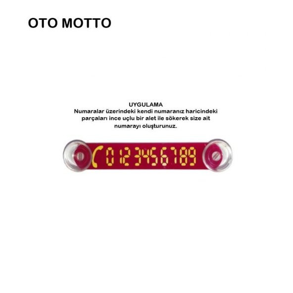 OTO MOTTO Vantuzlu Araç Telefon Numaratörü Telefon No Gösterici Kırmızı - 2