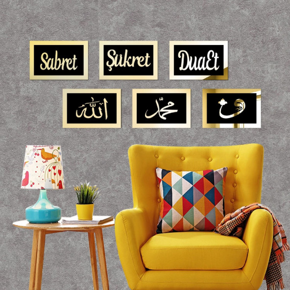 Sabret Şükret Dua Et Gold - Siyah 6'lı Set - 1