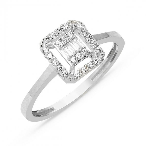 Baget Taşlı Beyaz Altın Yüzük ürün görseli 1