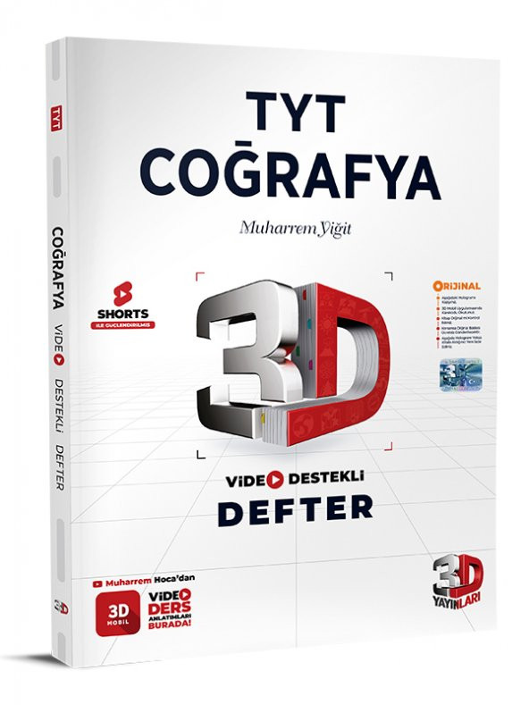 3D Yayınları Tyt Coğrafya Video Destekli Defter 2023