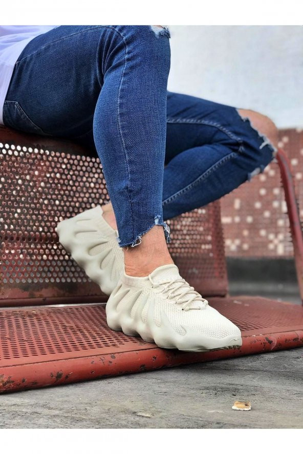 Wagoon WG300 Bej Triko Sargı Taban Casual Erkek Ayakkabı - 2