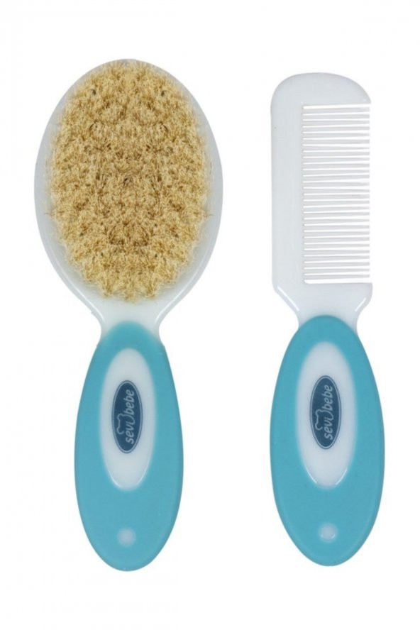 Sevi Bebe Naturel Fırça Tarak Seti Mavi - 2
