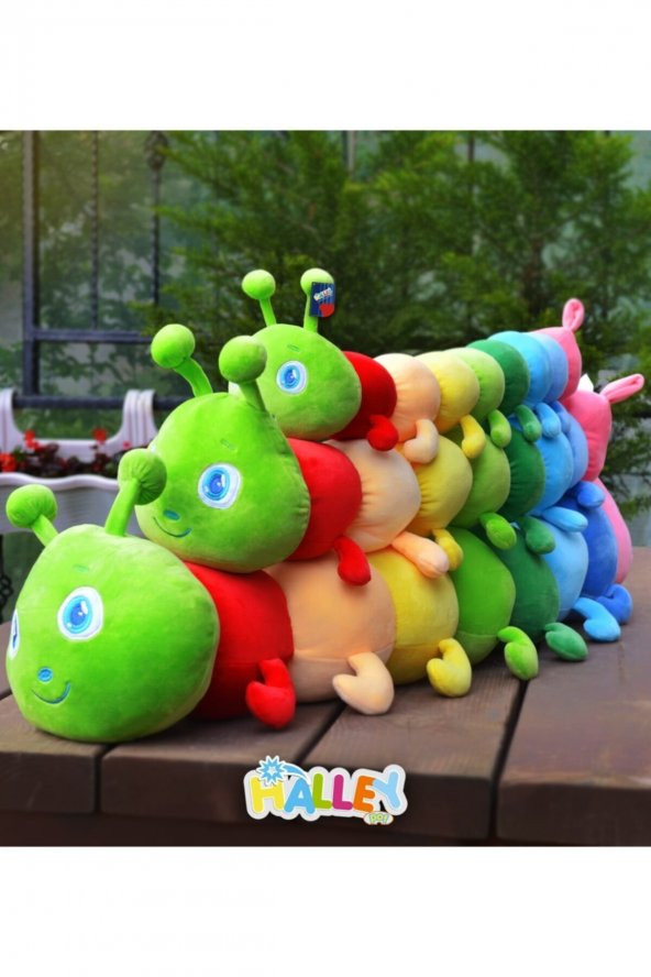 Renkli Peluş Tırtıl Yastık 75 cm Oyuncak - 5