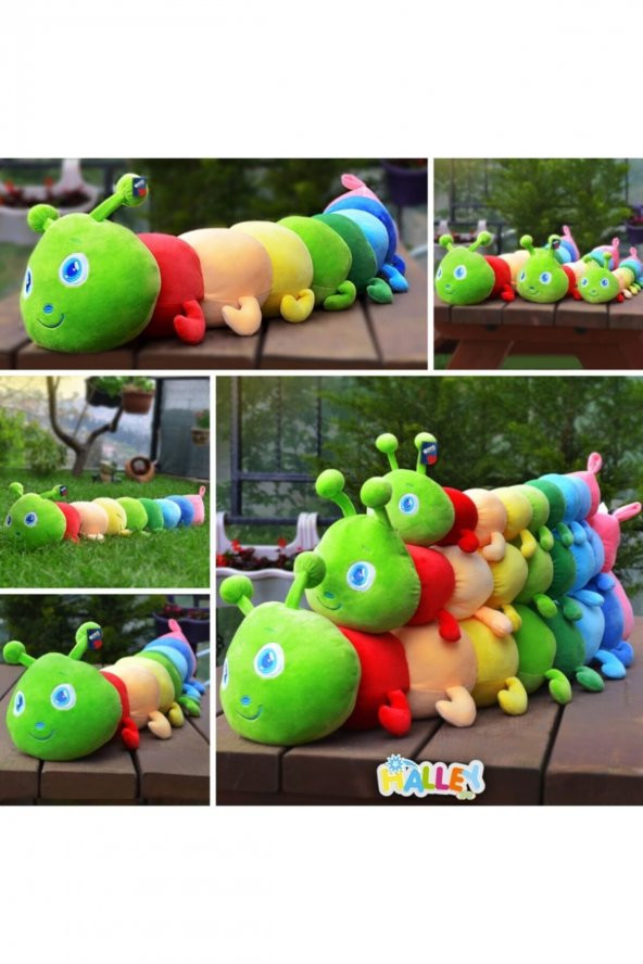 Renkli Peluş Tırtıl Yastık 75 cm Oyuncak - 7