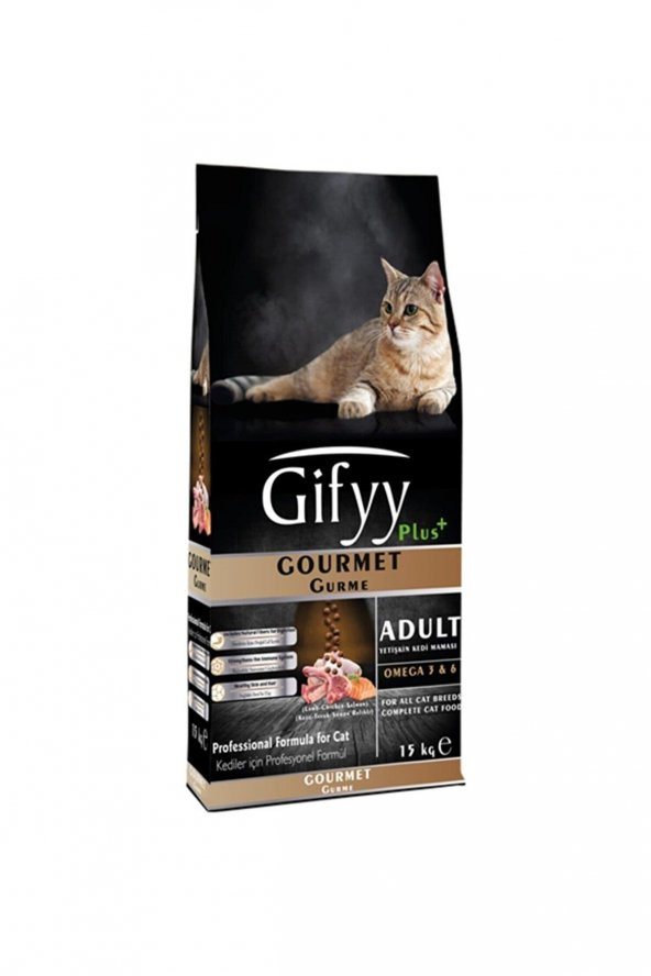 Gifyy Kuzu-Somon-Tavuk Etli Gurme Kedi Kuru Maması 15 Kg