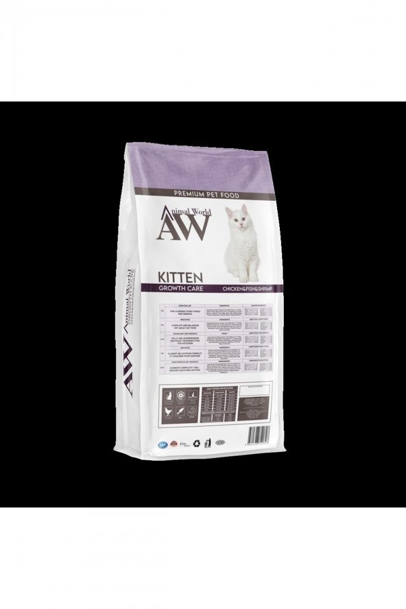 Animal World Kitten Tavuk Balık Ve Karidesli Yavru Kedi Maması 15 Kg - Resim 2