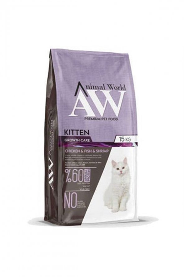 Animal World Kitten Tavuk Balık Ve Karidesli Yavru Kedi Maması 15 Kg