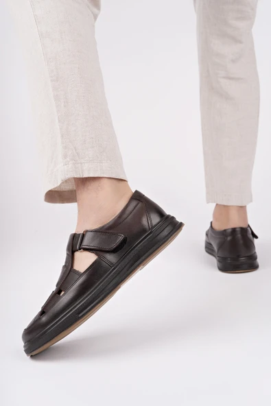 Muggo Oliver Garantili Erkek Günlük Klasik Hakiki Deri  Rahat Ortopedik Sandalet - 7