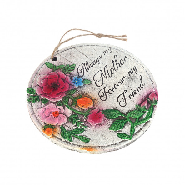 956282B ASILABİLİR BALKON VE BAHÇE SÜSÜ GULLU,ANNE TEMALI YUVARLAK 15X15X1,1CM - 3