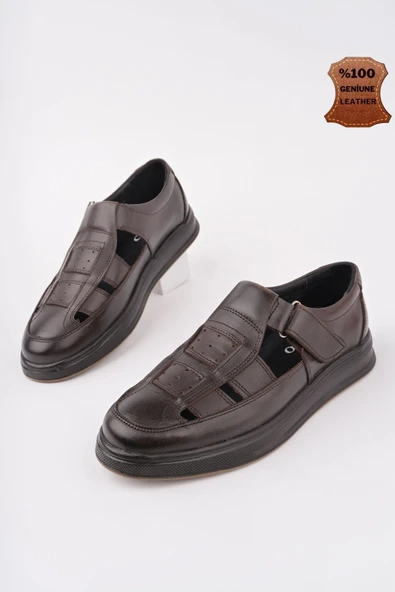 Muggo Oliver Garantili Erkek Günlük Klasik Hakiki Deri  Rahat Ortopedik Sandalet