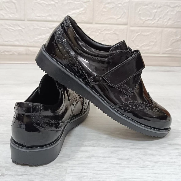 Fiyra 9007 Siyah Rugan Oxford Cırtlı Erkek Çocuk Sünnet Ayakkabı - 4