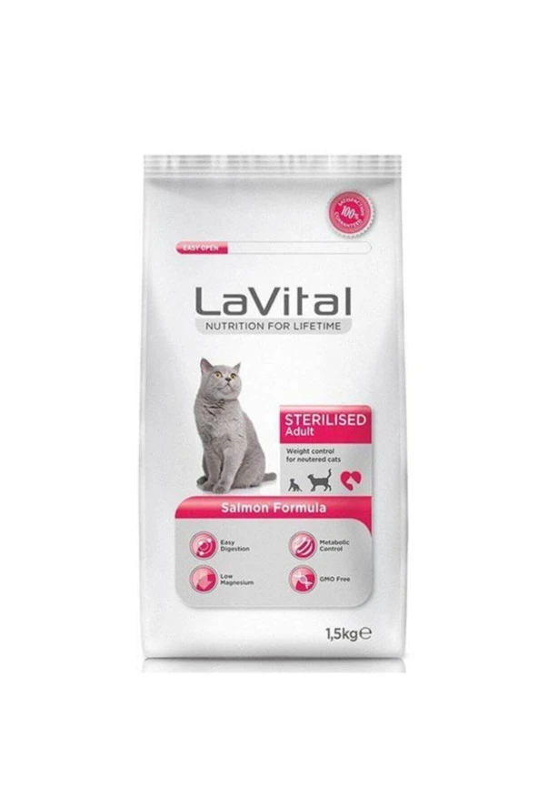 La Vital Kışırlastırılmış Somon Balık Yetişkin Kedi Maması 1,5 Kg ürün görseli 1