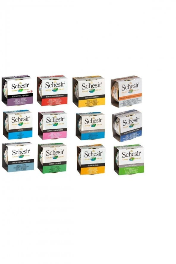 Schesir 12 Çeşit Karma Kedi Konserve 85 Gr. X 12 Adet