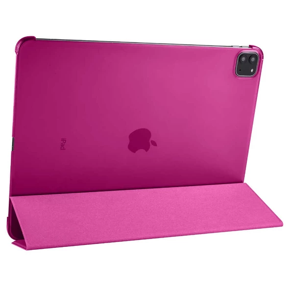 Apple iPad Pro 12.9 2022 M2 Zore Smart Cover Standlı 1-1 Kılıf  Pembe