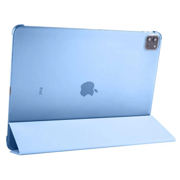 Apple iPad Pro 12.9 2022 M2 Zore Smart Cover Standlı 1-1 Kılıf  Mavi
