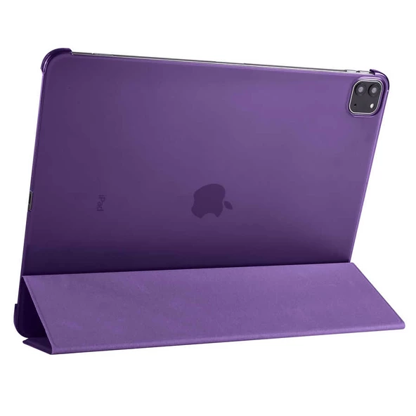 Apple iPad Pro 12.9 2022 M2 Zore Smart Cover Standlı 1-1 Kılıf  Mor