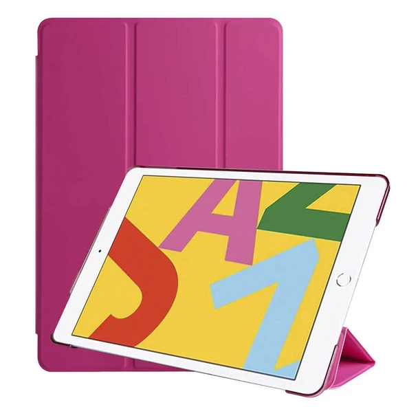 Apple iPad 10.2 (8.Nesil) Zore Smart Cover Standlı 1-1 Kılıf  Pembe