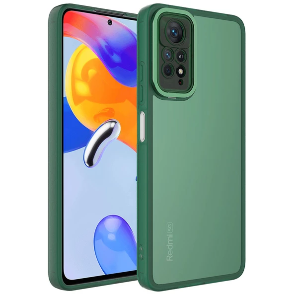 Xiaomi Redmi Note 11 Pro 5G Kılıf Kamera Korumalı Transparan Zore Post Kapak Kılıf  Koyu Yeşil