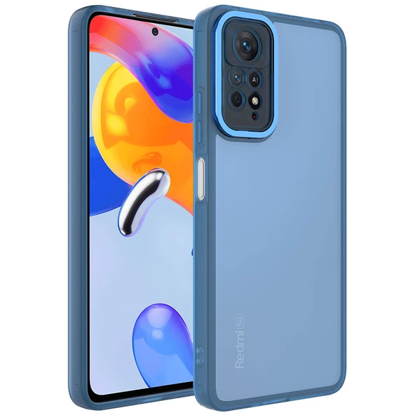 Xiaomi Redmi Note 11 Pro 5G Kılıf Kamera Korumalı Transparan Zore Post Kapak Kılıf  Mavi