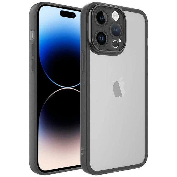 Apple iPhone 14 Pro Max Kılıf Kamera Korumalı Transparan Zore Post Kapak Kılıf  Siyah