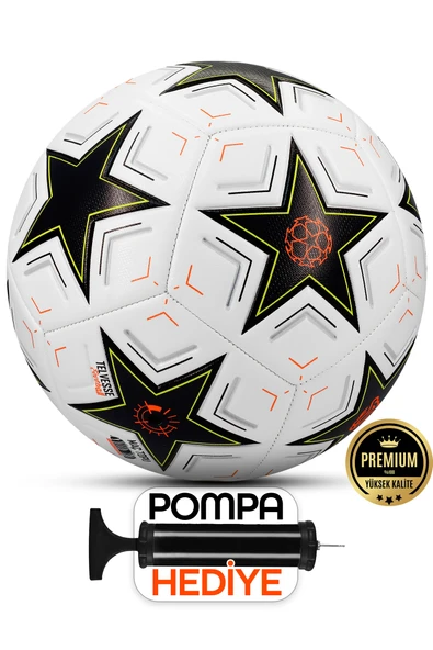 Telvesse Futbol Topu Şampiyonlar Ligi Pompalı Sert Zemin Halı Saha Futbol Topu No:5 Siyah 034