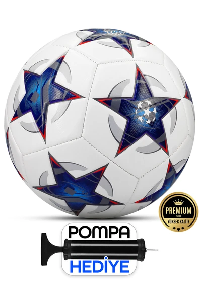 Telvesse Futbol Topu Şampiyonlar Ligi Pompalı Sert Zemin Halı Saha Futbol Topu No:5 Mavi 034