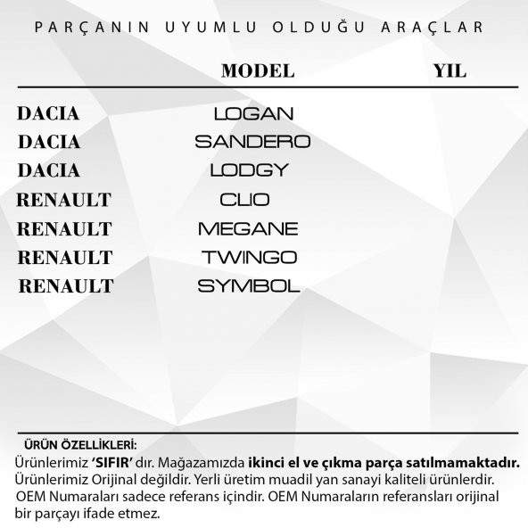 Renault Clio Symbol, Dacia Logan için Bagaj Kilit Karşılığı - 2
