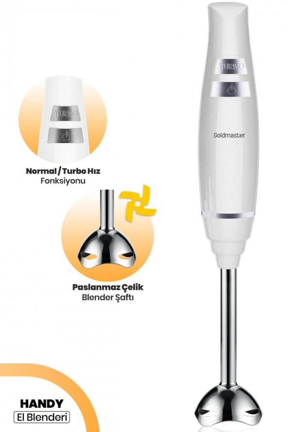 Handy 1500 Watt Paslanmaz Çelik  Bıçaklı Hız Ayarlı El Blender