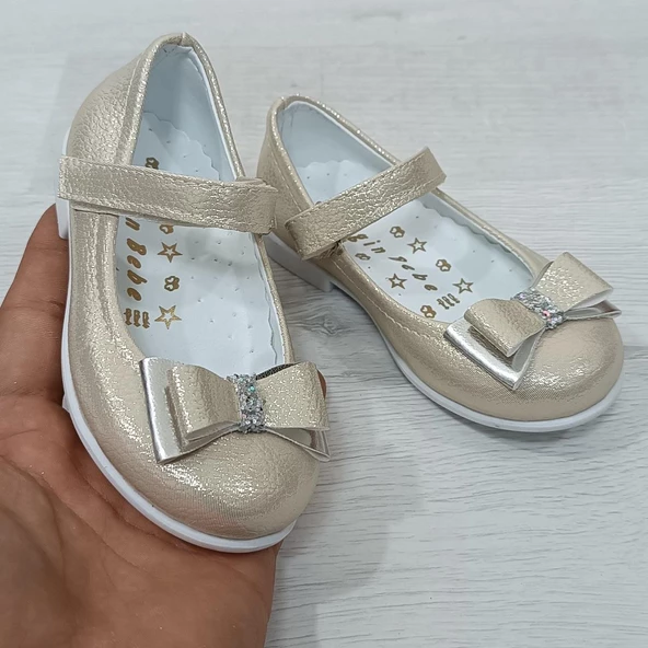 Fiyra 8004 Dore Renk Cırtlı El Yapımı Ortapedik Kız Bebe Babet Ayakkabı - 6