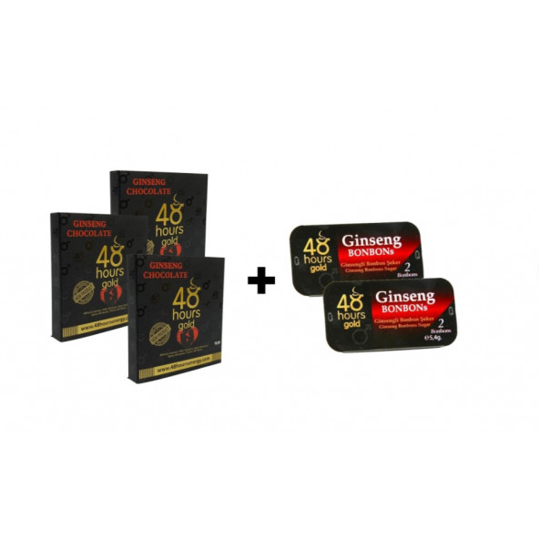 48 Hours Gold Ginseng Çikolata 3'lü + 2'li Bonbon Şeker