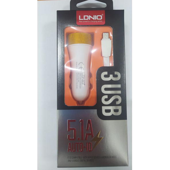 LDNIO Android Uyumlu USB Çift USB Girişli Araç Şarj Aleti