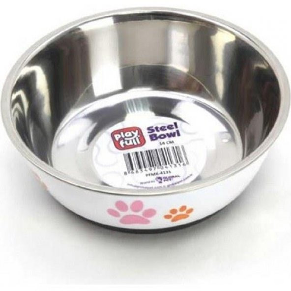 Playfull Pati Desenli Çelik Mama ve Su Kabı Kauçuk Tabanlı 14 cm - 2