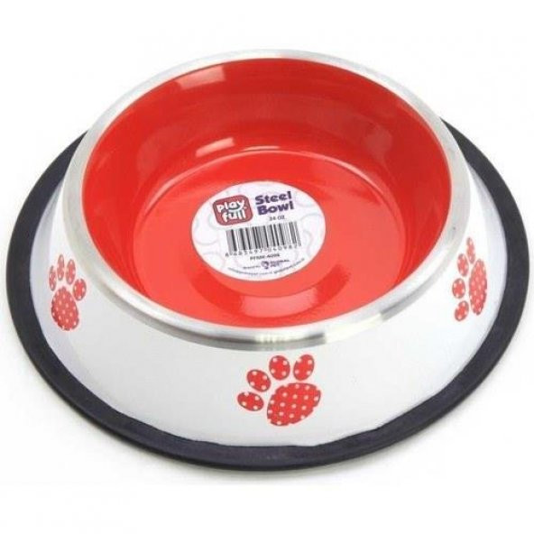 Playfull Renkli Desenli Çelik Mama ve Su Kabı 24 Oz - 2