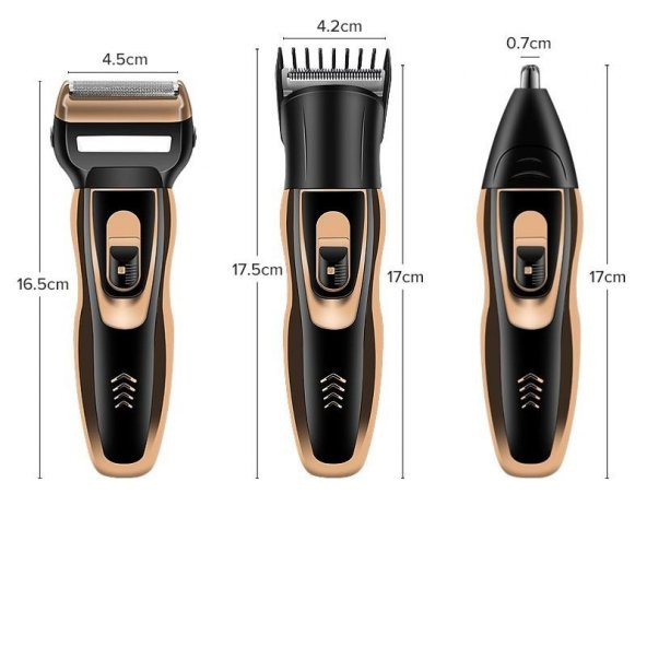3lü Set Saç Sakal Kesme Burun Kılı Alma 3 in 1 Tıraş Makinesi Erkek Bakım Seti - Resim 2