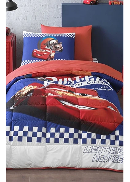 Özdilek Lastikli Çarşaflı Lisanslı Tek Kişilik Çocuk Uyku Seti-Şimşek Mcq Cars Cyber Mavi - 2
