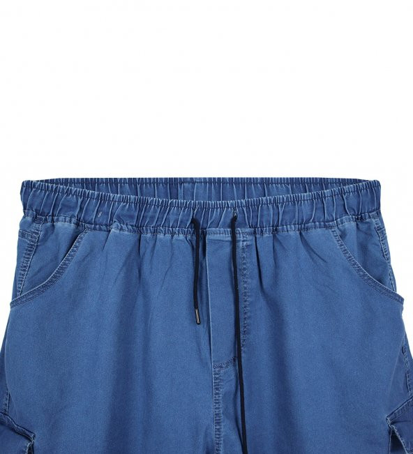 Kargo Cepli Büyük Beden Kot Jogger Pantolon Gök Mavisi - 2