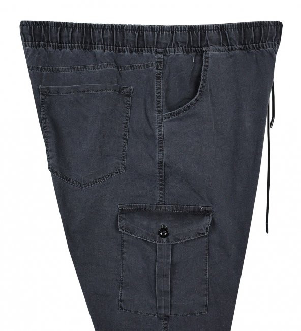 Kargo Cepli Büyük Beden Kot Jogger Pantolon Antrasit - 4