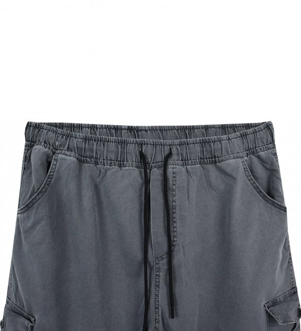 Kargo Cepli Büyük Beden Kot Jogger Pantolon Gri - 2