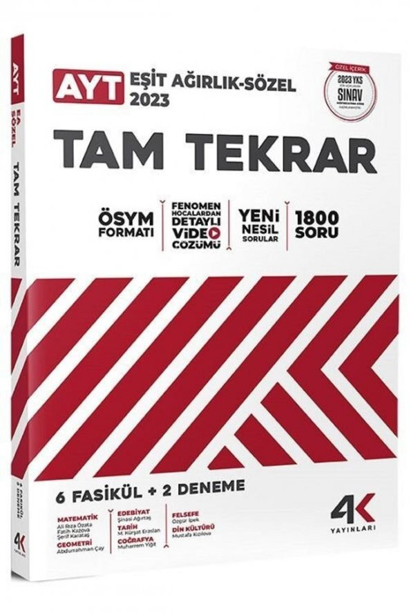 Yks Ayt Eşit Ağırlık - Sözel Tam Tekrar 6 Fasikül 2 Deneme