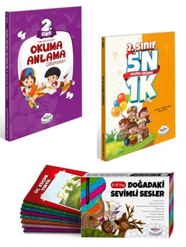 2.SINIF OKUMA ANLAMA KİTABI + 2.SINIF 5N1K KİTABI + 1.SINIF DOĞADAKİ SEVİMLİ SESLER 8LU H.K