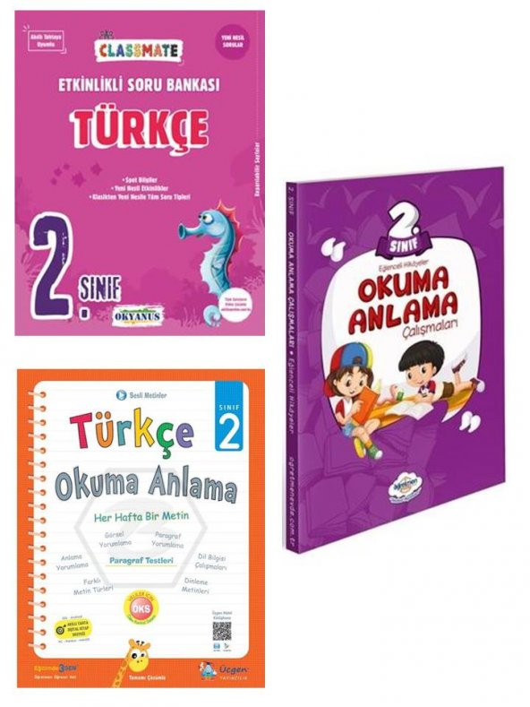 2. Sınıf Classmate Türkçe Etkinlikli Soru Bankası+TÜRKÇE Okuma Anlama+Okuma Anlama Çalışmaları