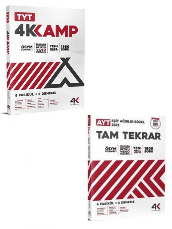 4K Yayınları TYT Kamp 8 Fasikül + 2 Deneme + AYT EŞİT AĞIRLIK - SÖZEL TAM TEKRAR 6 FASİKÜL +2 DENEME